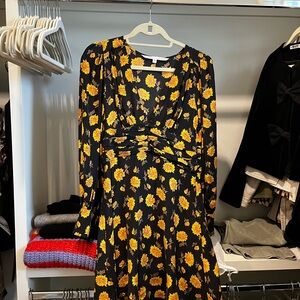 Veronica Beard Black Dress with Yellow Floral Design